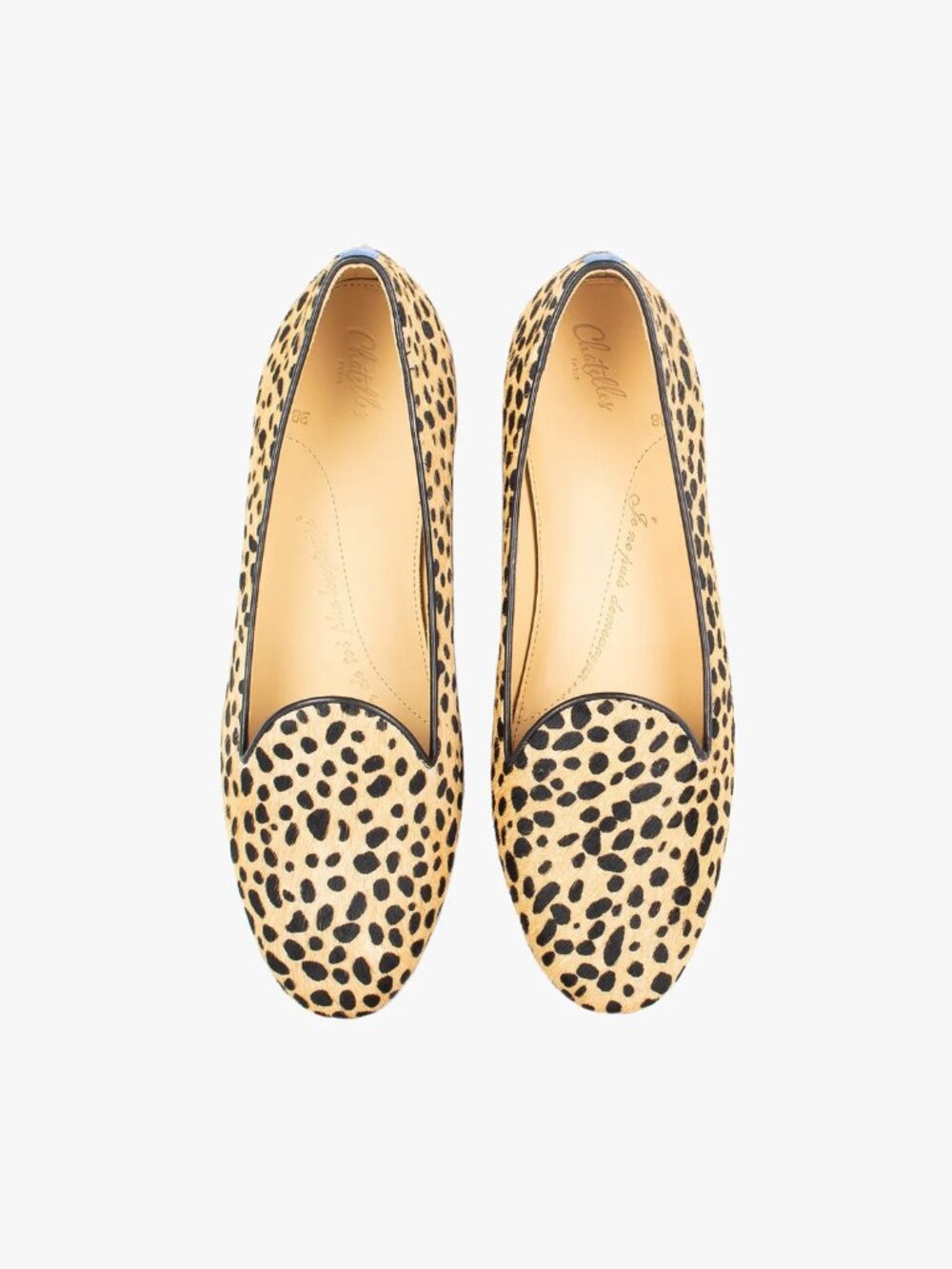 Chatelles leopard print fur loafers, size 39